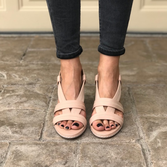 Anthropologie Shoes - Cream Slingback Cork Platform Wedge Sandal